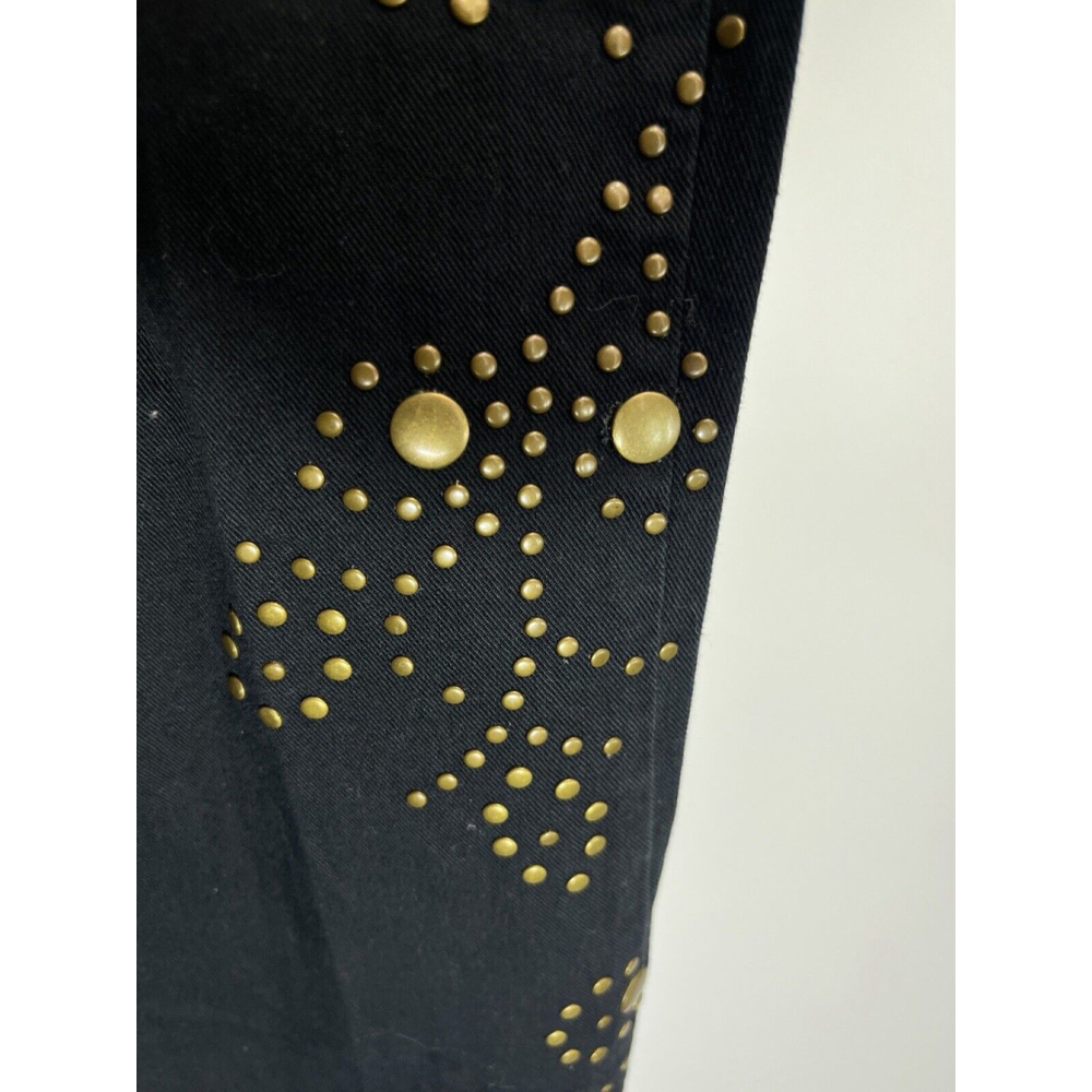Anthropologie Pilcro Black Cropped Jeans Size 31 The Icon Raw Hem Bronze Studded - Picture 10 of 16